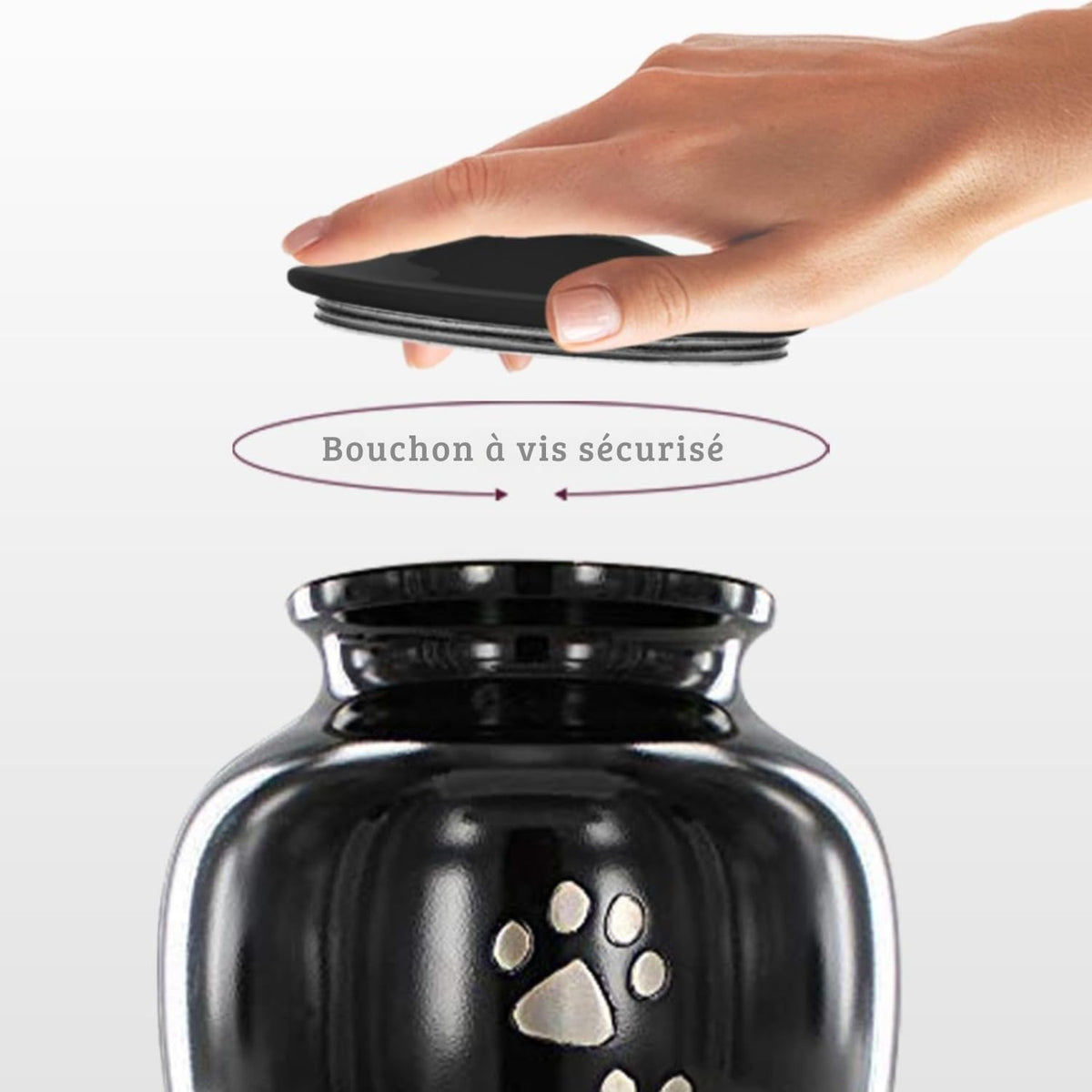 Pet Urn for Dogs and Cats Ashes, Paws Print Grey Cremation Urns for Pets - Black, Large up to 122Lb
