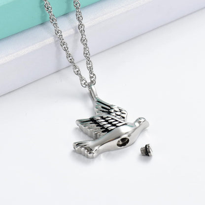 Cremation Jewelry for Ashes Stainless Steel Peace Dove Urn Keepsake Memorial Ash Holder Cremation Urn Pendant Necklace