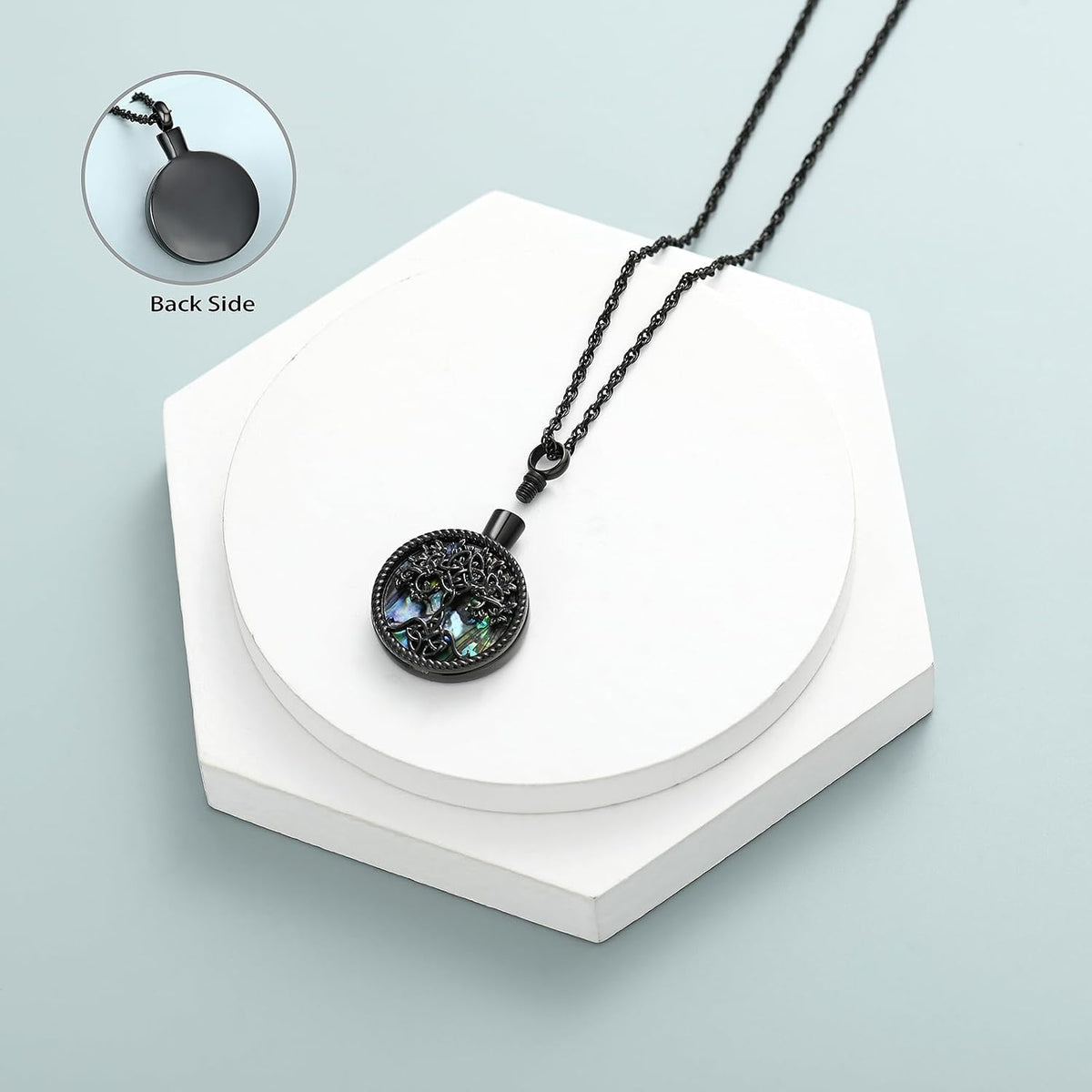 Cremation Jewelry Tree of Life Urn Ashes Necklace for Women Men Abalone Shell Ash Pendant Keepsake Memorial Jewelry of Loved One
