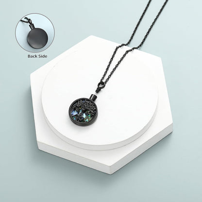 Cremation Jewelry Tree of Life Urn Ashes Necklace for Women Men Abalone Shell Ash Pendant Keepsake Memorial Jewelry of Loved One