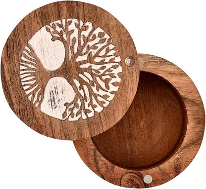 Wooden Tree of Life Keepsake Box for Human & Pet Ashes - Cat & Dog Urn (3.5" X 3.5" X 2.5")