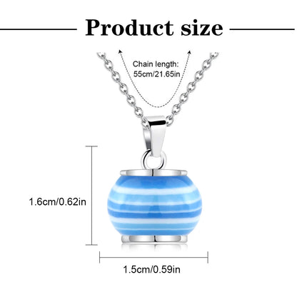 Urn Necklace for Ashes Cremation Jewelry round Blue Striped Pendant Ashes Pendant Necklace Memorial Jewelry Gifts for Women Men
