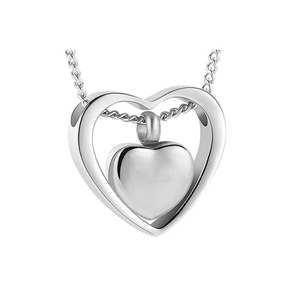 Cremation Jewelry Double Heart Ashes Necklace 4 Colors Ashes Pendant Keepsake Waterproof Ashes Holder Jewelry-Custom Engraving