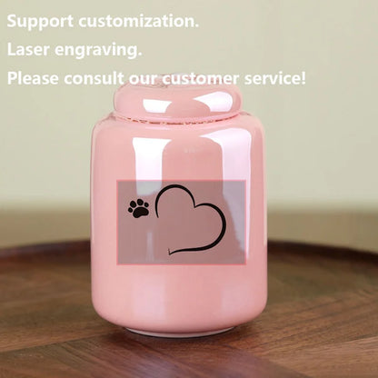Paw Print Ceramic Pet Urn - Sealed Memorial Keepsake for Dog Cat Ashes, Moisture-Proof Urn Container with Eternal Tribute Design
