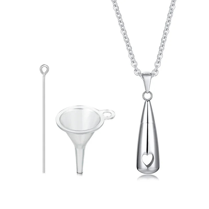 Teardrop Ashes Cremation Women Necklace Jewelry, Memorial Keepsake Urn Remembrance Gift, Stainless Steel Water Drop Pendant