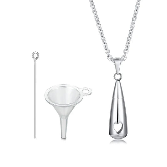 Teardrop Ashes Cremation Women Necklace Jewelry, Memorial Keepsake Urn Remembrance Gift, Stainless Steel Water Drop Pendant