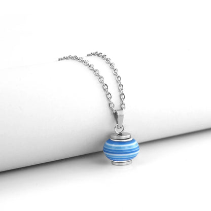 Urn Necklace for Ashes Cremation Jewelry round Blue Striped Pendant Ashes Pendant Necklace Memorial Jewelry Gifts for Women Men