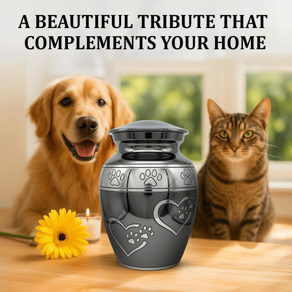 Pet Urns for Dogs Ashes – Medium Pet Cremation Urn with Paw Print, Holds Ashes up to 55Lbs, Elegant Slate Gray Memorial Urn for Dogs & Cats