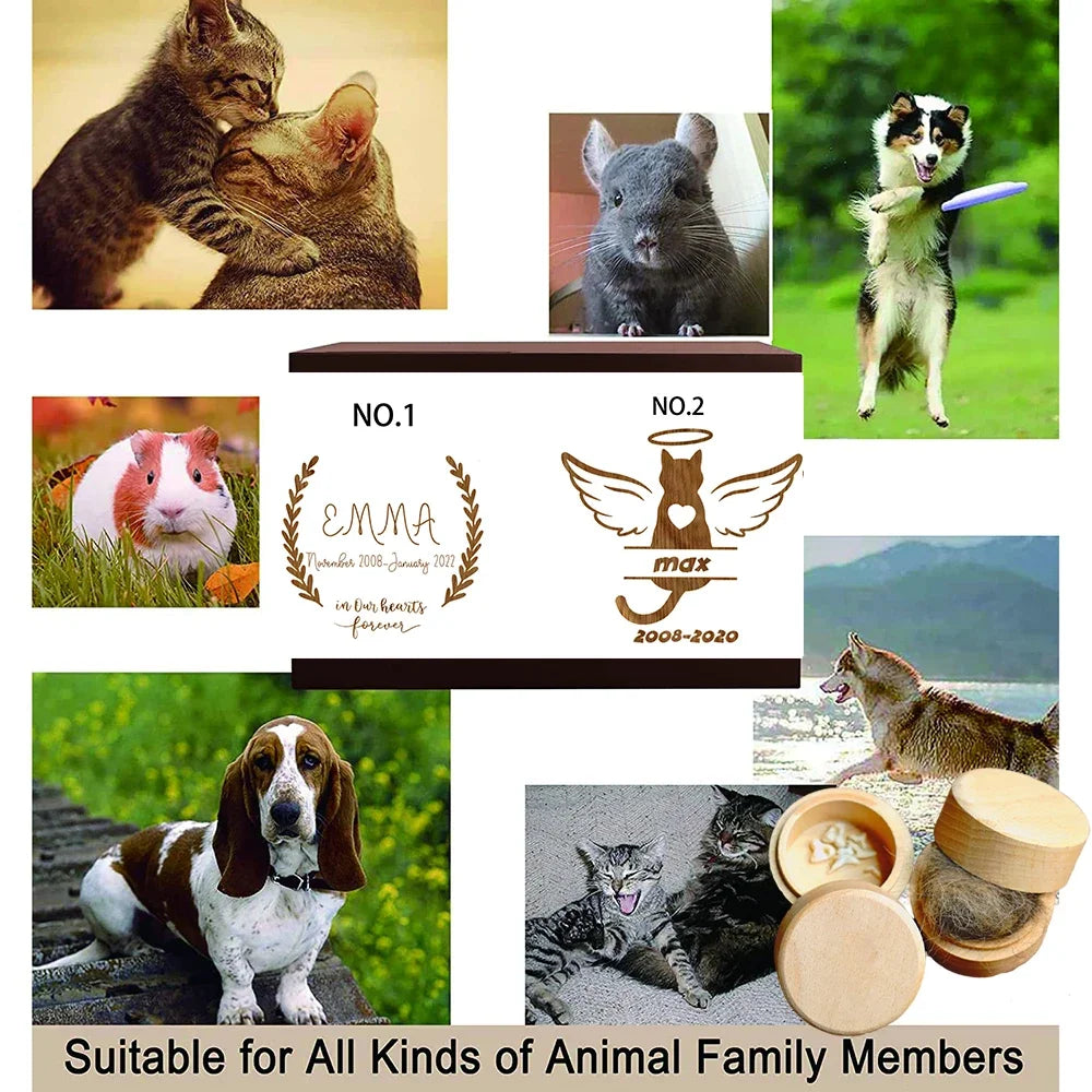 Dog Printed Wooden Carved Dog Fur Hair Memorial Box save Teeth Pet Teeth Storage Box Lost Pet Urn Memorial Gift for Dog Lovers