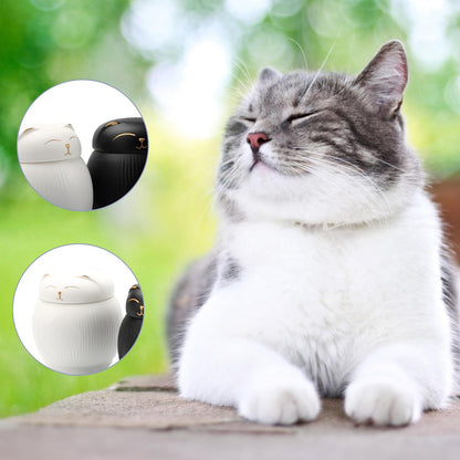 Ceramic Cat Urn for Ashes - Pet Memorial Box with Secure Lid