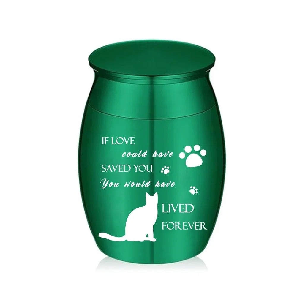 Waterproof Mini Pet Memorials Urn Dustproof Paw Print Pet Ash Holder Aluminium Alloy Sealed Cat Cremation Urn Funeral Supplies