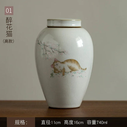 Pet Urn Lovely Delicate Moisture-Proof Teeth Beard Memorial Collection Cat Dog Urn with Scriptures Container for Pet Ashes
