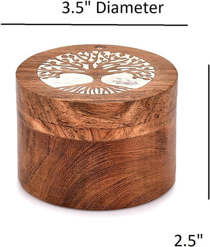Wooden Tree of Life Keepsake Box for Human & Pet Ashes - Cat & Dog Urn (3.5" X 3.5" X 2.5")