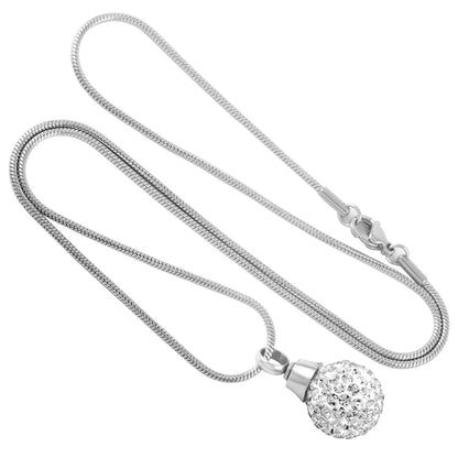 Crystal Ball Urn Necklace for Ashes Stainless Steel Crystal Keepsake Memorial Cremation Jewelry for Ashes Pendant Locket