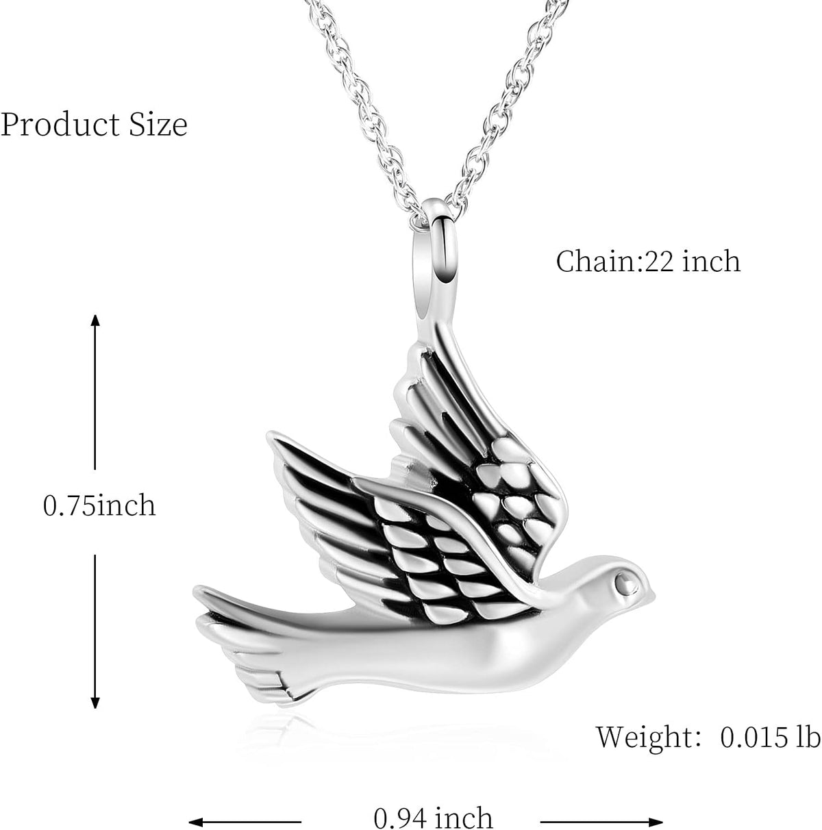 Cremation Jewelry for Ashes Stainless Steel Peace Dove Urn Keepsake Memorial Ash Holder Cremation Urn Pendant Necklace
