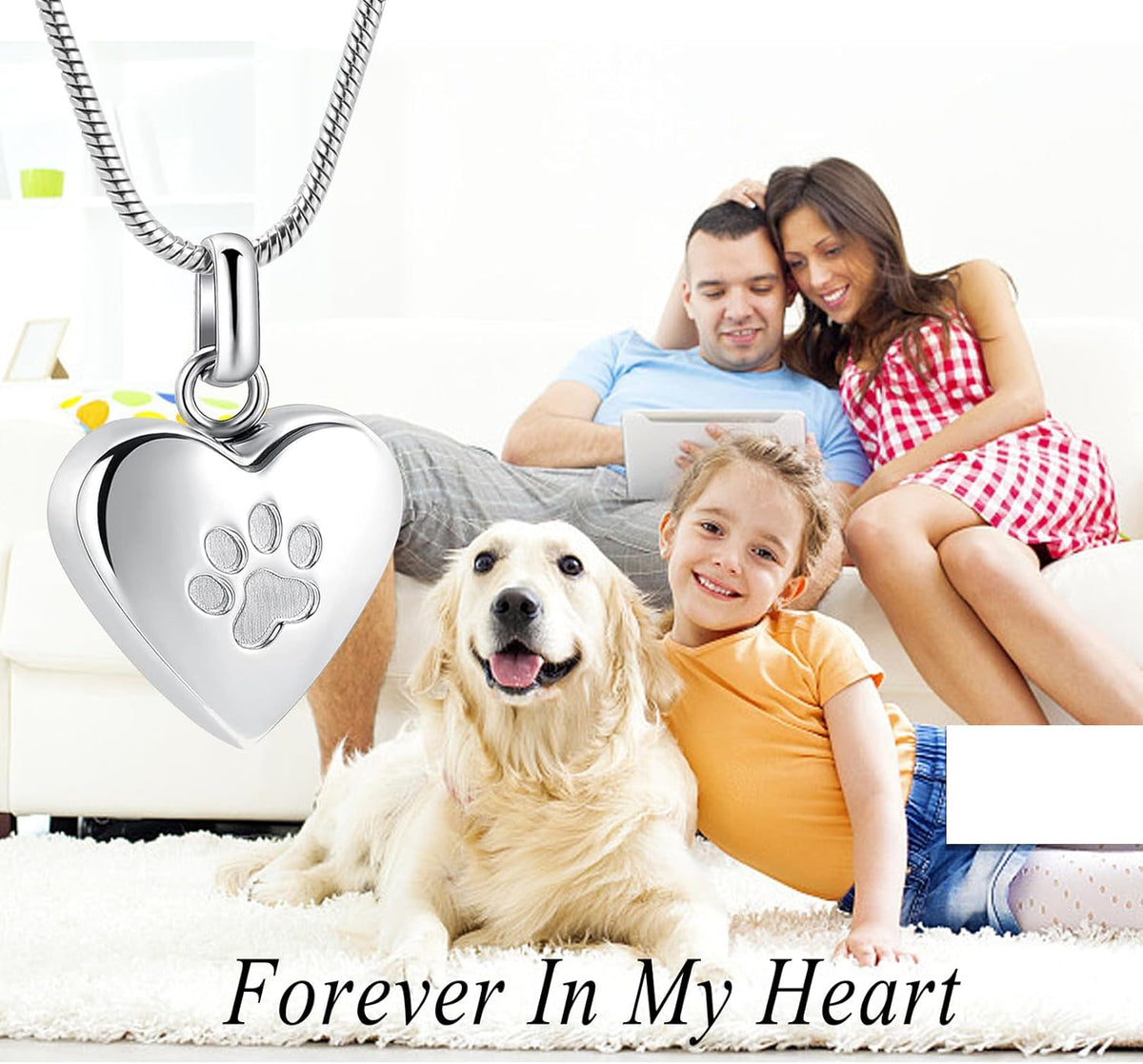 Pet Cremation Jewelry for Ashes Pendant Paw Print Pet Heart Urn Necklace Memorial Keepsake Jewelry for Pet/Dog'S/Cat'S Ashes
