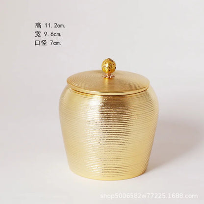 European-Style Golden Ceramics Ashes Urn Holder Pet Memorial Funeral Ashes Jar Urn for Human Cremation Keepsake Pal Casket