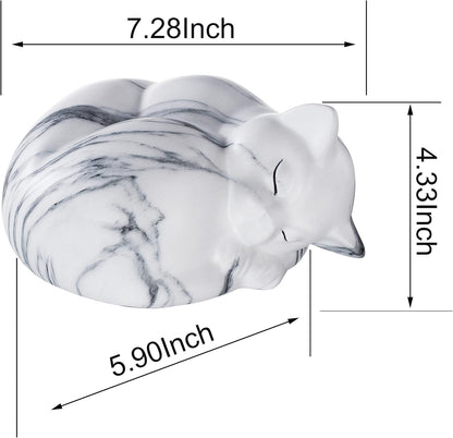 Pet Urns,Sleeping Resin Cremation Cat Urn, Cat Urns for Ashes, Small Animal Urn （White）…