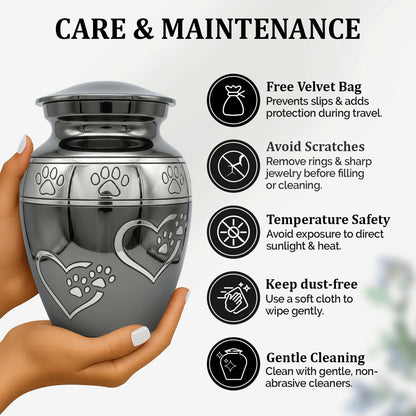 Pet Urns for Dogs Ashes – Medium Pet Cremation Urn with Paw Print, Holds Ashes up to 55Lbs, Elegant Slate Gray Memorial Urn for Dogs & Cats