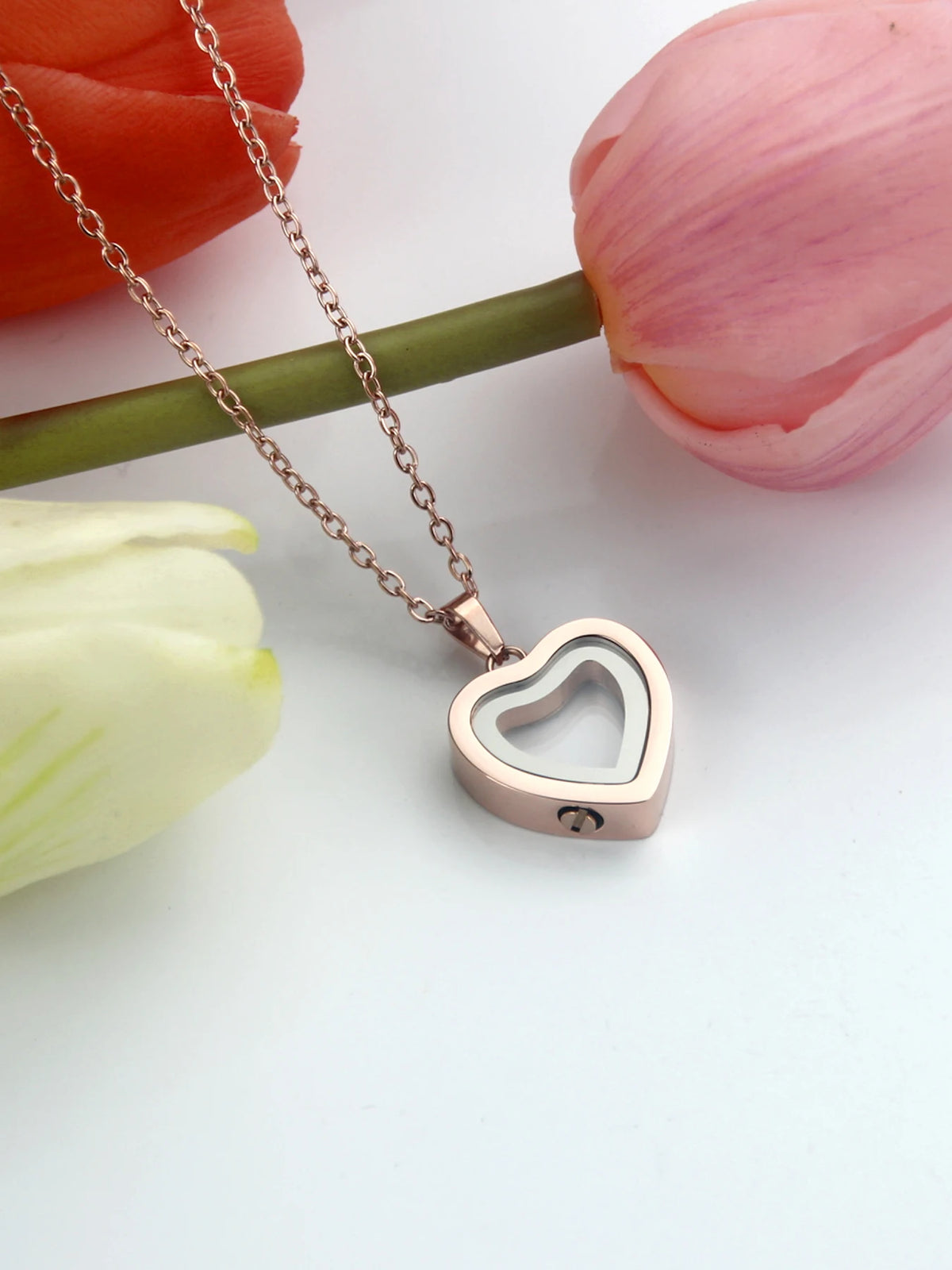 Glass Cremation Jewelry Necklace for Ashes Heart Memorial Lockets for Ashes Stainless Steel Keepsake Urn Ashes Pendants