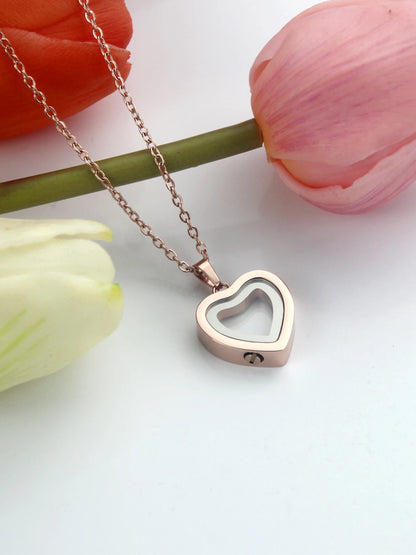 Glass Cremation Jewelry Necklace for Ashes Heart Memorial Lockets for Ashes Stainless Steel Keepsake Urn Ashes Pendants