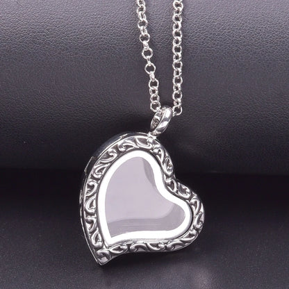 1Pc Trendy Sweet Love Glass Reliquary Photo Locket Pendant Necklaces Goth Heart Cremation Ashes Urn Relicario Collares Jewelry