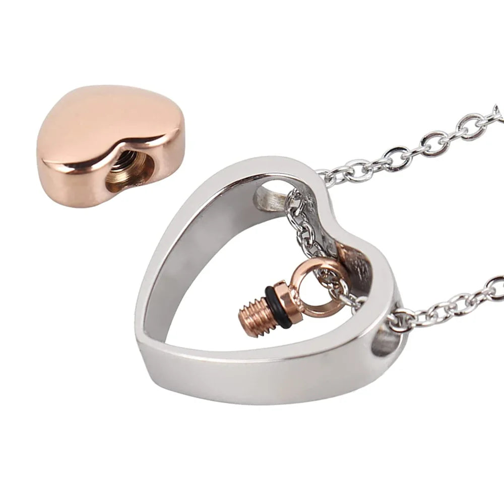 Cremation Jewelry Double Heart Ashes Necklace 4 Colors Ashes Pendant Keepsake Waterproof Ashes Holder Jewelry-Custom Engraving