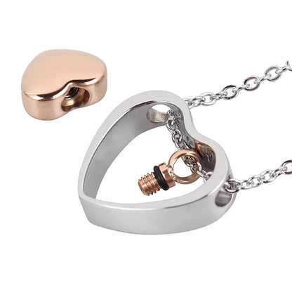 Cremation Jewelry Double Heart Ashes Necklace 4 Colors Ashes Pendant Keepsake Waterproof Ashes Holder Jewelry-Custom Engraving