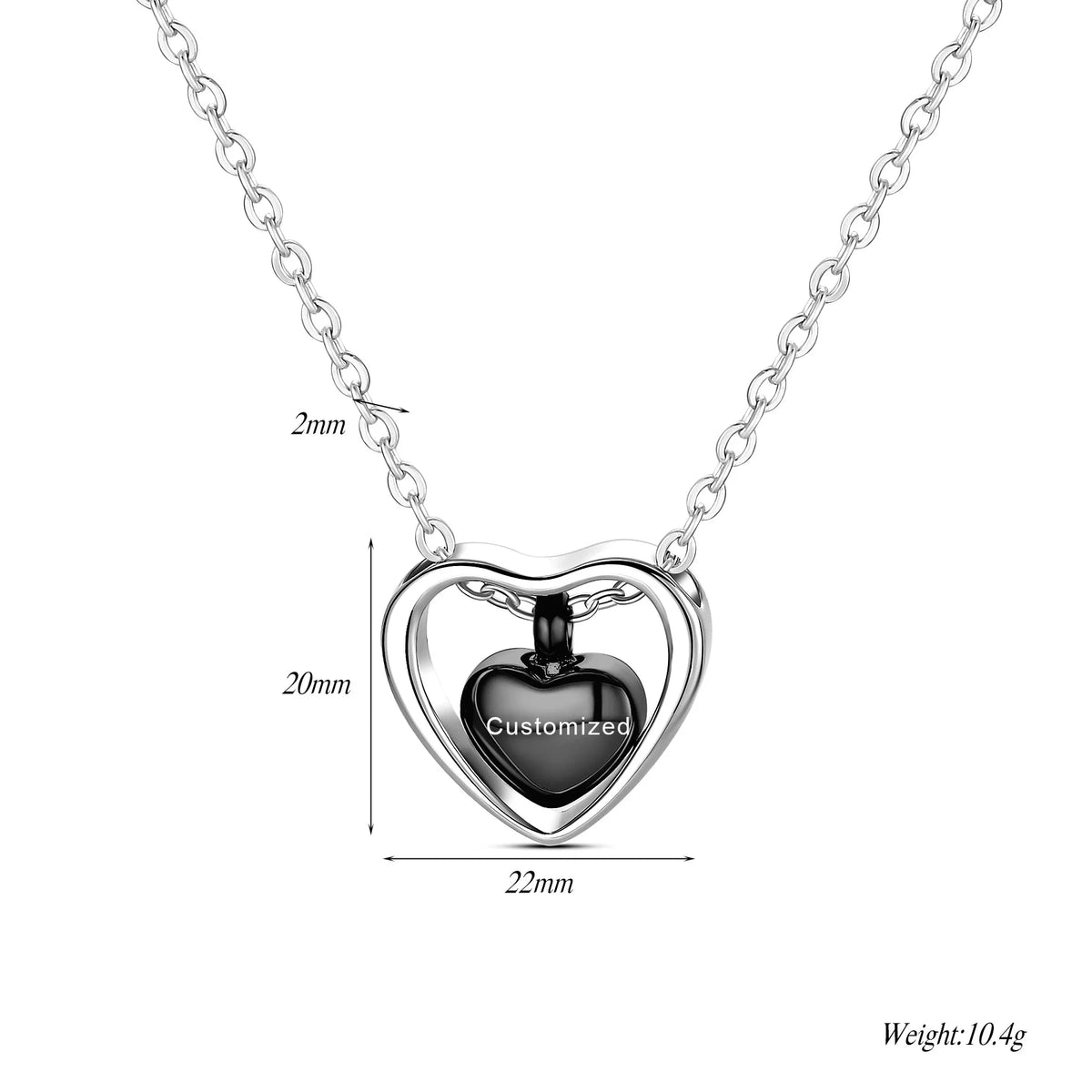 Stainless Steel Double Heart Cremation Urn Necklace Funnel Fill Kit Keepsake Memorial Ashes 3 Colors