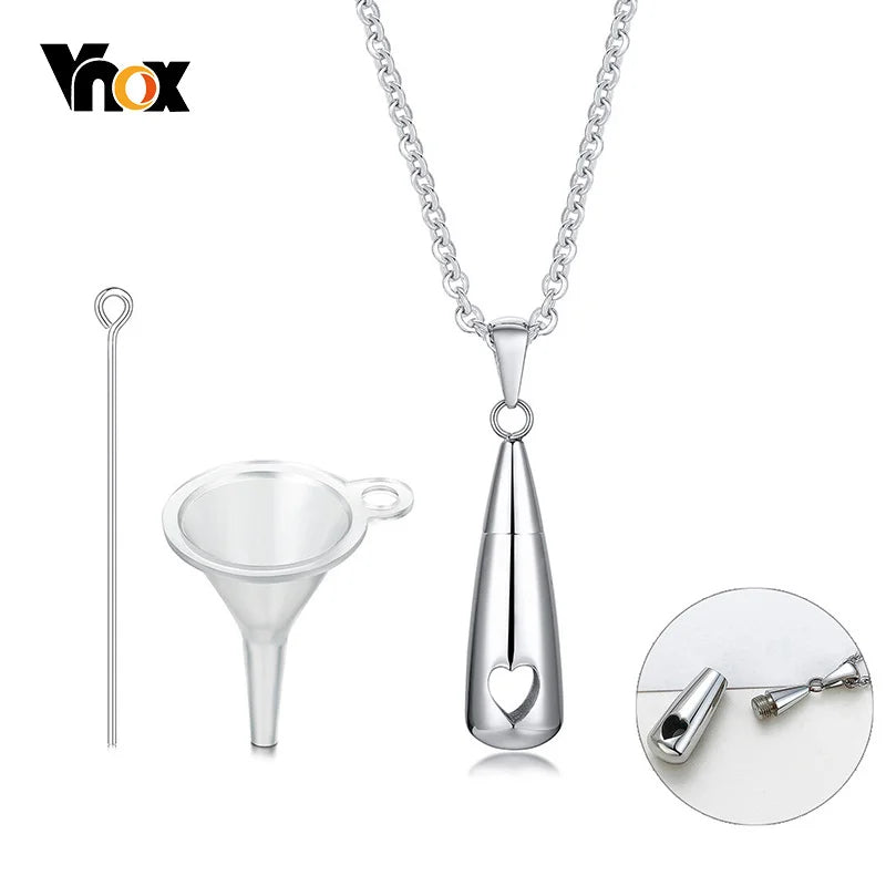Teardrop Ashes Cremation Women Necklace Jewelry, Memorial Keepsake Urn Remembrance Gift, Stainless Steel Water Drop Pendant