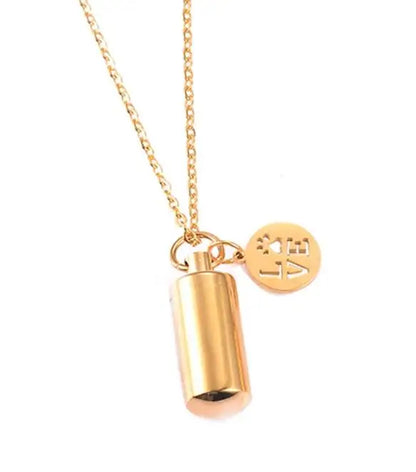 Pet Dog Paw Charm & Cylinder Memorial Urn Necklace Stainless Steel Keepsake Pendant Ashes Holder Cremation Jewelry Dropshipping