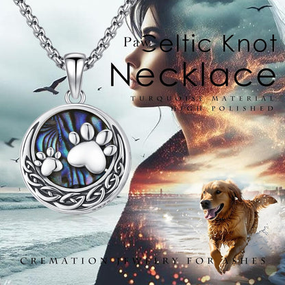 Wing/Paw Prints Urn Necklace for Ashes 925 Sterling Silver Necklace Guardian Angel Ashes Keepsake Memorial Urn Pendant Pet Cremation Jewelry for Ashes Memorial Jewelry for Dog Cat Pet Men