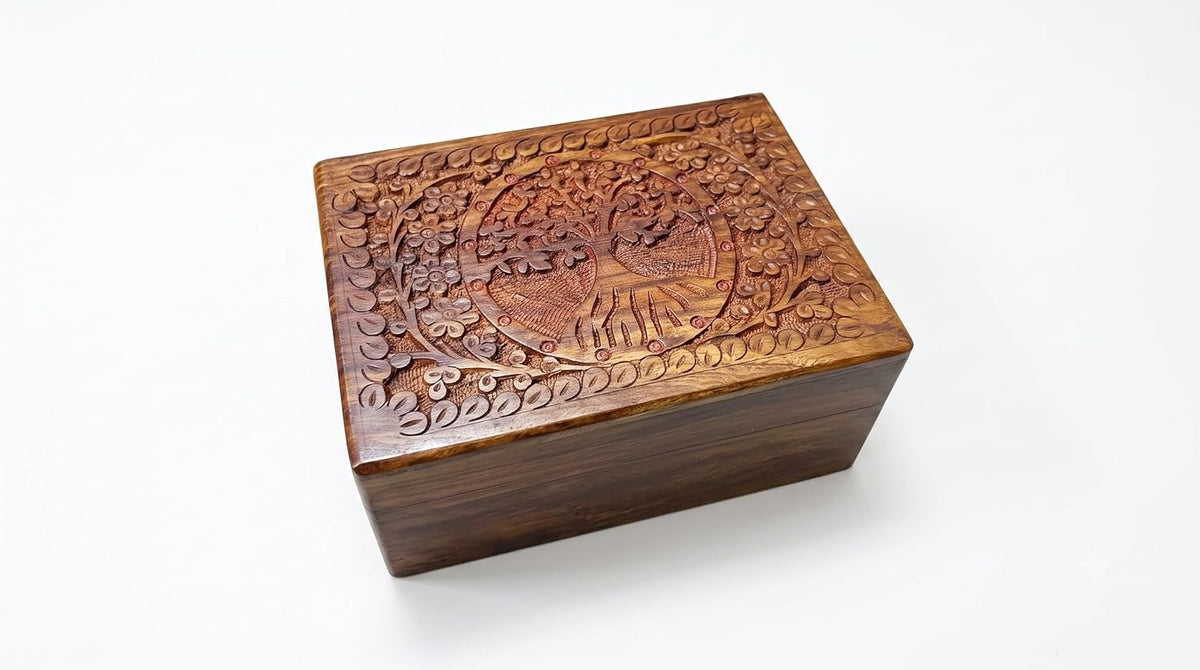 Round Tree Wooden Urn Box for Human Ashes, Cremation Funeral Urns, Decorative Urn, Pet Memorial Box, Cat Infant Adult Urn, Burial Ash Keepsake - Small