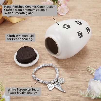 Pet Urn for Dogs Cats 4.8 Inch Small Urn for Pet Ashes Cremation Keepsake Urns Ceramic Mini Urns for Ashes Pet Memorial Sympathy Gifts for Loss of Pets Dog Urns Cat Urns