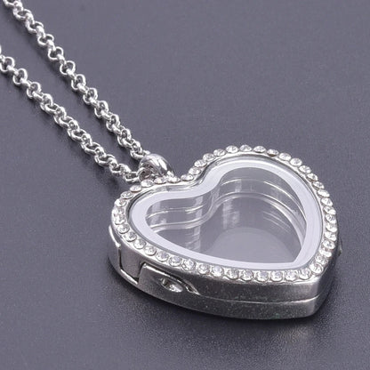 1Pc Trendy Sweet Love Glass Reliquary Photo Locket Pendant Necklaces Goth Heart Cremation Ashes Urn Relicario Collares Jewelry