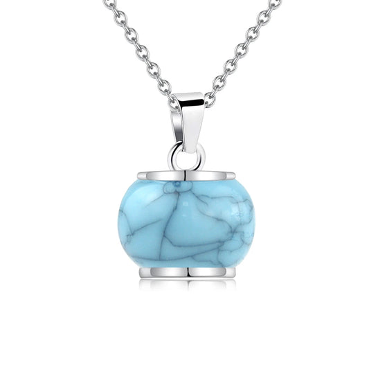 Blue round Infinity Urn Pendants Cremation Jewelry for Ashes Holder Memorial Keepsake Urn Necklace Cremation Ashes Jewelry