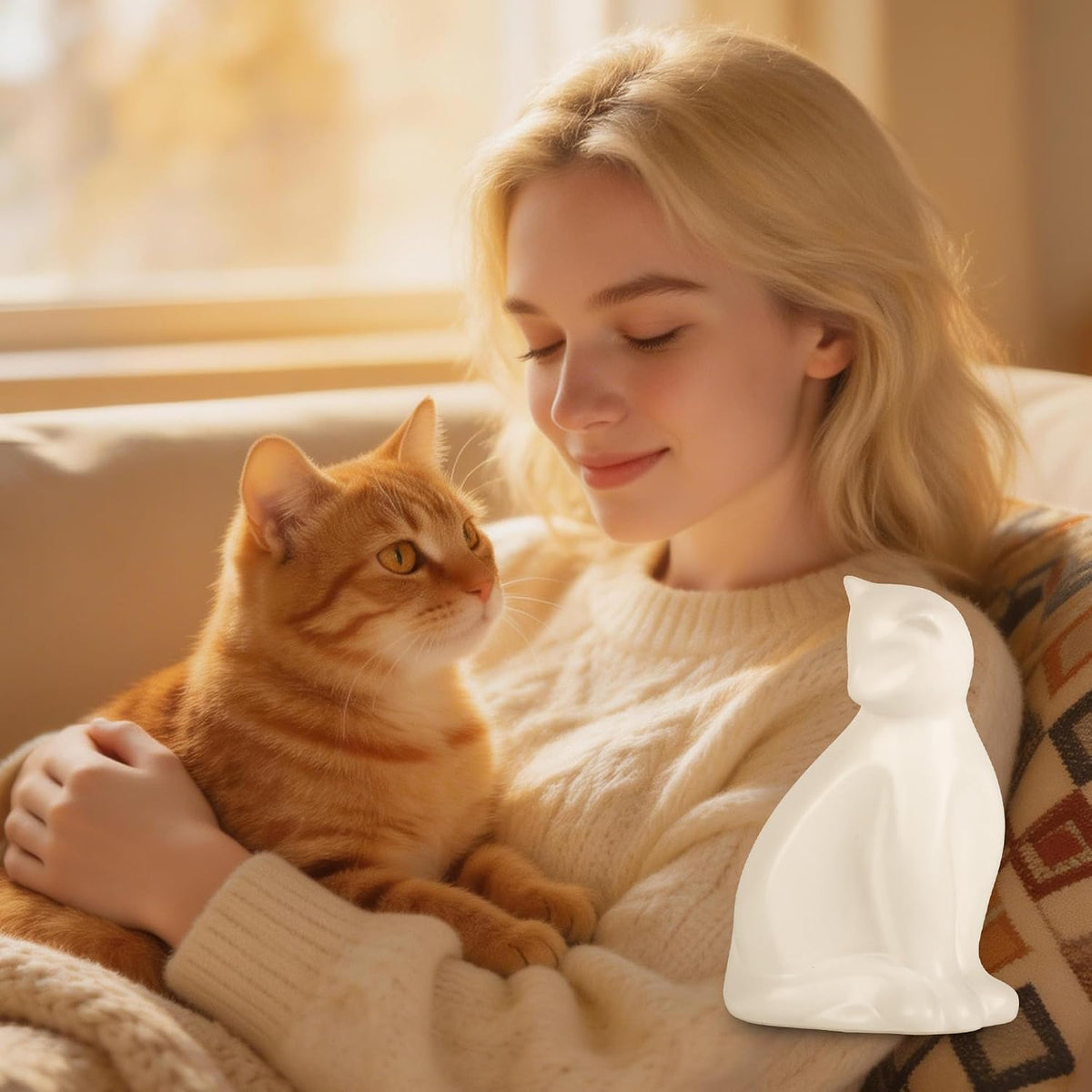 Pet Urns for Cats, Elegant Ceramics Keepsake for Pet Ashes