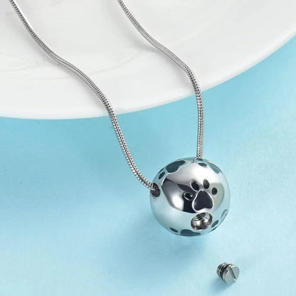 Paw Urn Cremation Necklace Silver Dog Cat Pet Paw Print Cremation Jewelry for Pet Ashes Animal Keepsake Memorial Charm Pendant