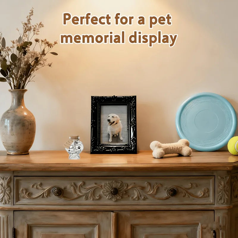 1Pcs Pet Memorial Gift for Loss of Dog or Cat, Heart Shape Glass Jar & Bottle for Fur, Hair, Whiskers or Ashes Keepsake Urn With