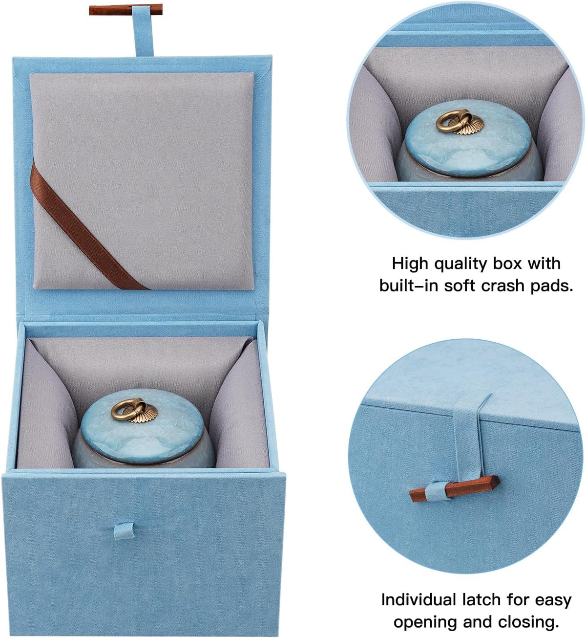Mini Pet Urn, Small Pet Memorial Urn Handmade Ceramic Pet Urn Suitable for Home or Office Urn with Delicate Box - Blue (Blue)