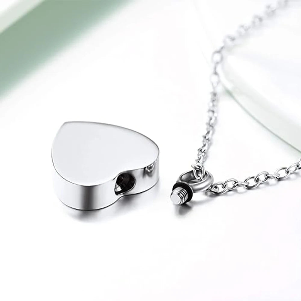 Heart Pet Ashes Necklace - Cremation Jewelry Keepsake Sympathy Gift for Loss of Dog, Cat Urn Necklaces