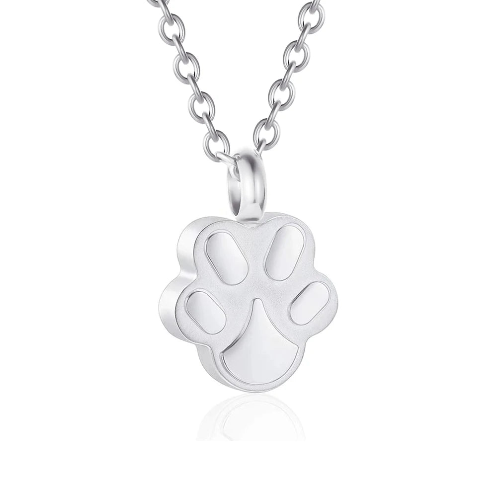 Pet Cremation Jewelry for Ashes Pendant Paw Print Pet Urn Necklace Memorial Keepsake Jewelry for Pet/Dog'S/Cat'S Ashes