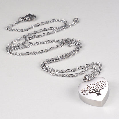 Life Tree Heart Cremation Urn Necklace Ash Jewelry Memorial Keepsake Pendant