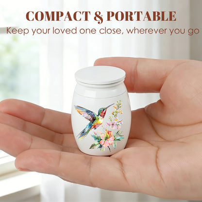 Cremation Urn Keepsake Hummingbird Urn for Ashes Women Men White Small Urns for Human Ashes - Decorative Urn