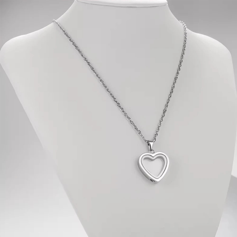 Glass Cremation Jewelry Necklace for Ashes Heart Memorial Lockets for Ashes Stainless Steel Keepsake Urn Ashes Pendants