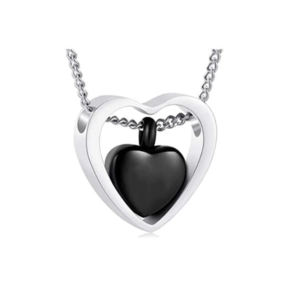 Cremation Jewelry Double Heart Ashes Necklace 4 Colors Ashes Pendant Keepsake Waterproof Ashes Holder Jewelry-Custom Engraving
