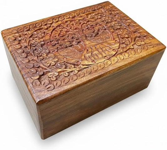 Round Tree Wooden Urn Box for Human Ashes, Cremation Funeral Urns, Decorative Urn, Pet Memorial Box, Cat Infant Adult Urn, Burial Ash Keepsake - Small