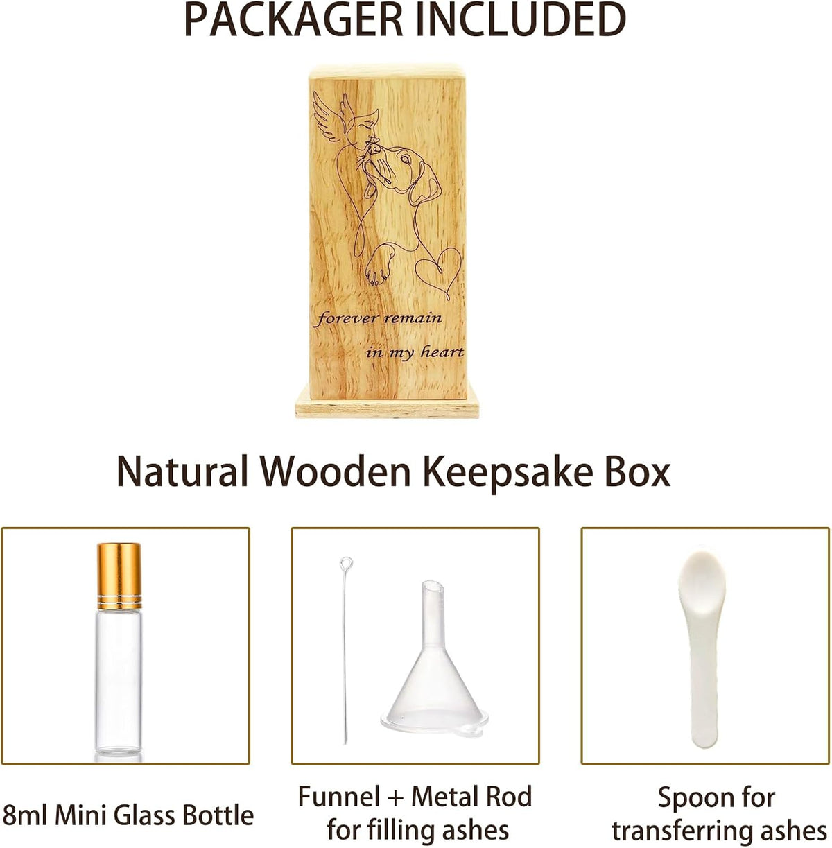 Mini Wooden Memorial Box, Small Keepsake Urn for Dog Ashes