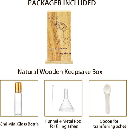 Mini Wooden Memorial Box, Small Keepsake Urn for Dog Ashes