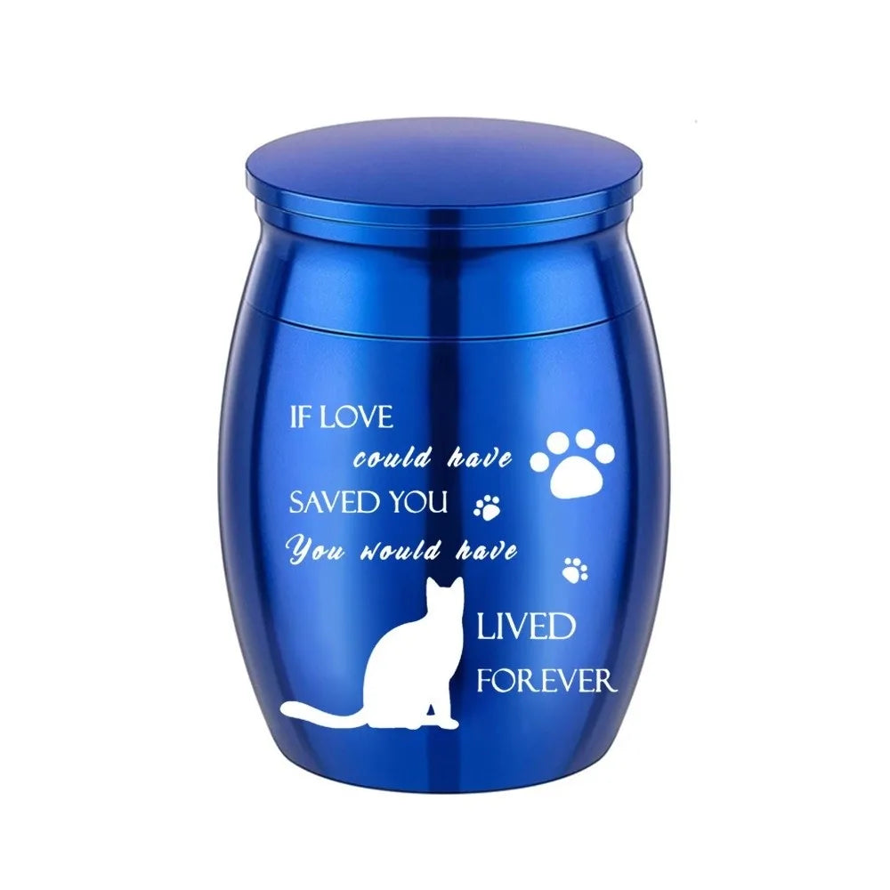 Waterproof Mini Pet Memorials Urn Dustproof Paw Print Pet Ash Holder Aluminium Alloy Sealed Cat Cremation Urn Funeral Supplies